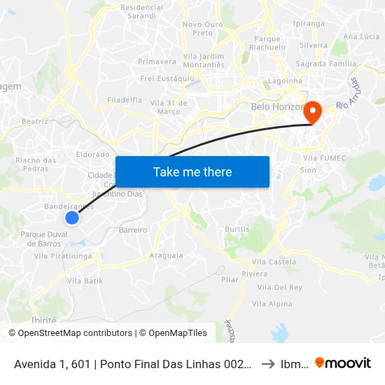 Avenida 1, 601 | Ponto Final Das Linhas 002a E 002b to Ibmec map