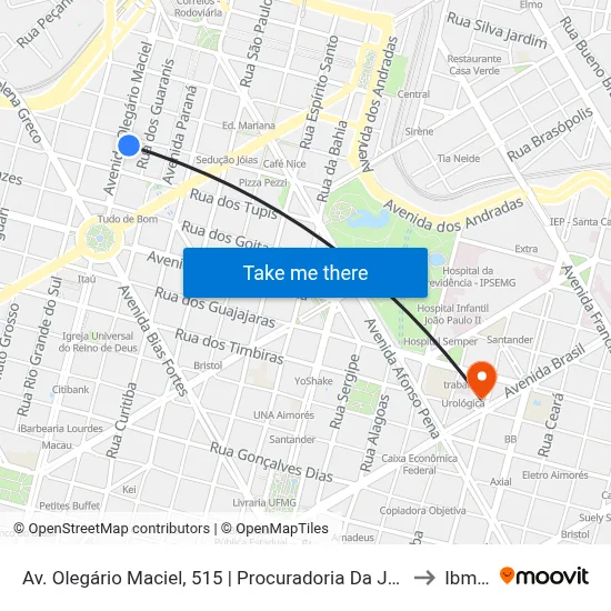 Av. Olegário Maciel, 515 | Procuradoria Da Justiça 3 to Ibmec map