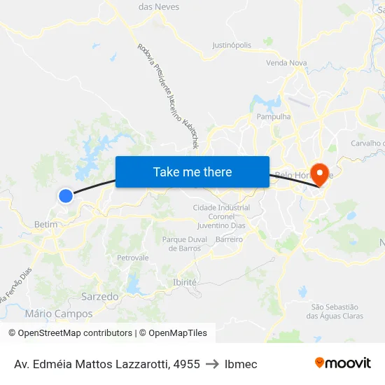 Av. Edméia Mattos Lazzarotti, 4955 to Ibmec map
