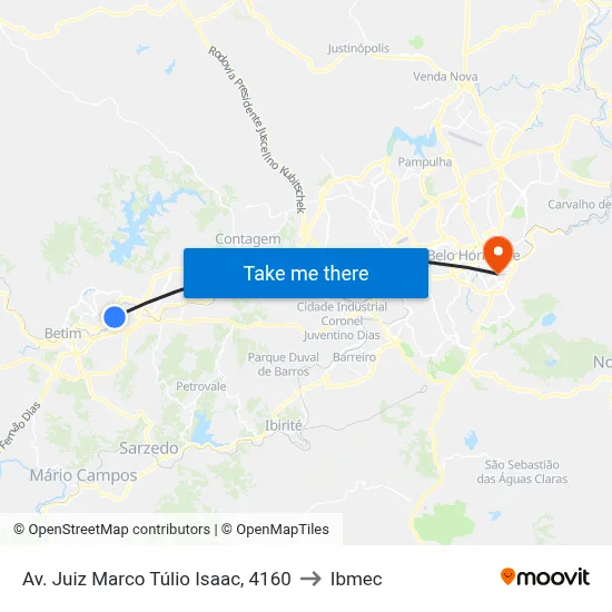 Av. Juiz Marco Túlio Isaac, 4160 to Ibmec map