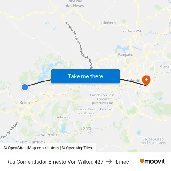 Rua Comendador Ernesto Von Wilker, 427 to Ibmec map