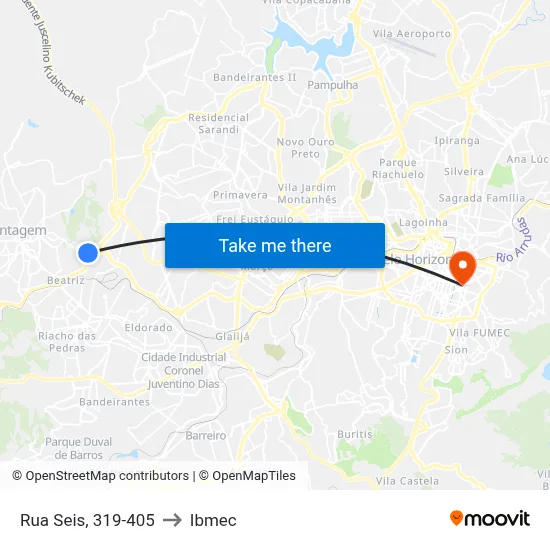 Rua Seis, 319-405 to Ibmec map