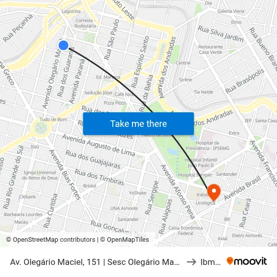 Av. Olegário Maciel, 151 | Sesc Olegário Maciel 2 to Ibmec map
