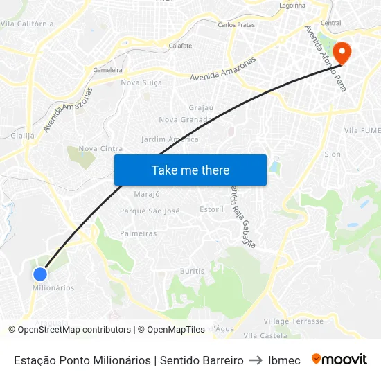 Estação Ponto Milionários | Sentido Barreiro to Ibmec map