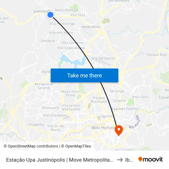 Estação Upa Justinópolis | Move Metropolitano - Sentido Centro to Ibmec map