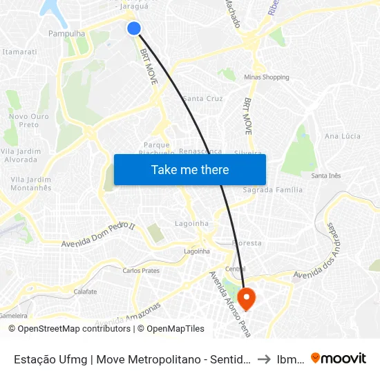 Estação Ufmg | Move Metropolitano - Sentido Bairro to Ibmec map