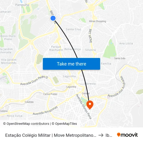 Estação Colégio Militar | Move Metropolitano - Sentido Bairro to Ibmec map