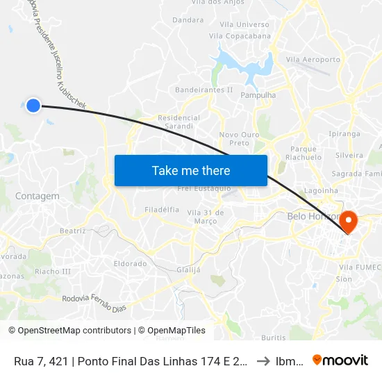 Rua 7, 421 | Ponto Final Das Linhas 174 E 2760 to Ibmec map