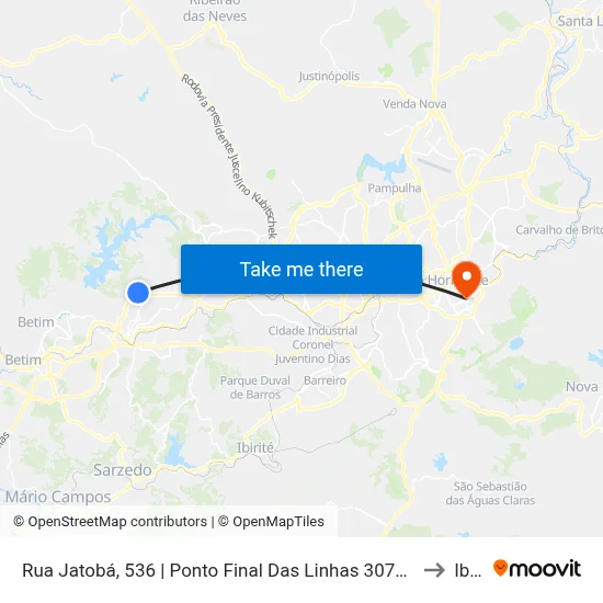 Rua Jatobá, 536 | Ponto Final Das Linhas 307a, 307b, 7670 E 7710 No Sapucaias to Ibmec map