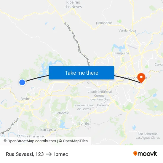 Rua Savassi, 123 to Ibmec map