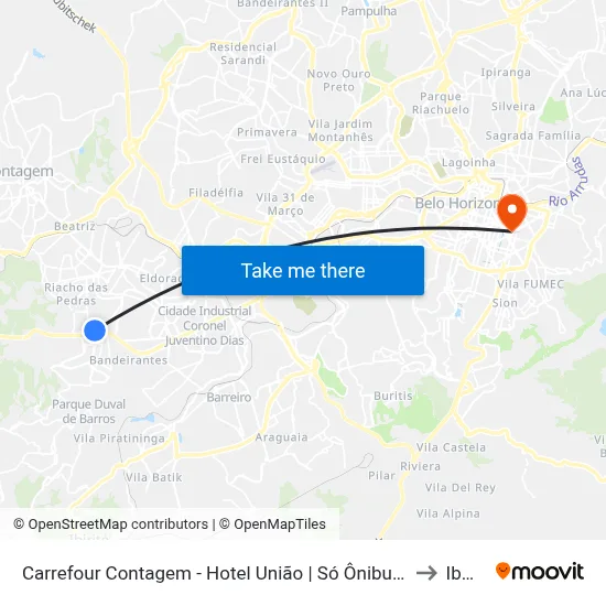 Carrefour Contagem - Hotel União | Só Ônibus Rodoviários to Ibmec map