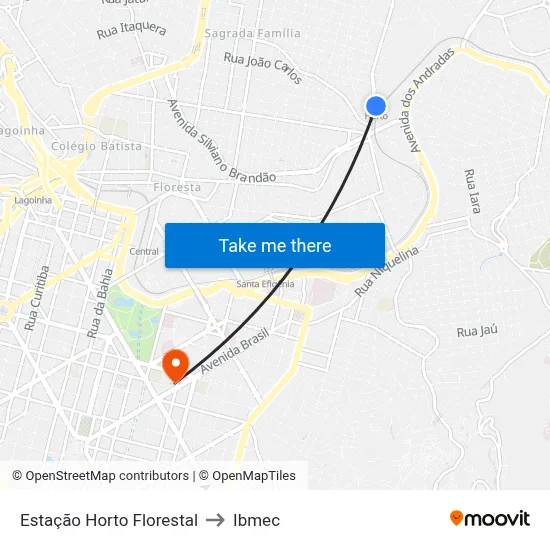 Estação Horto Florestal to Ibmec map