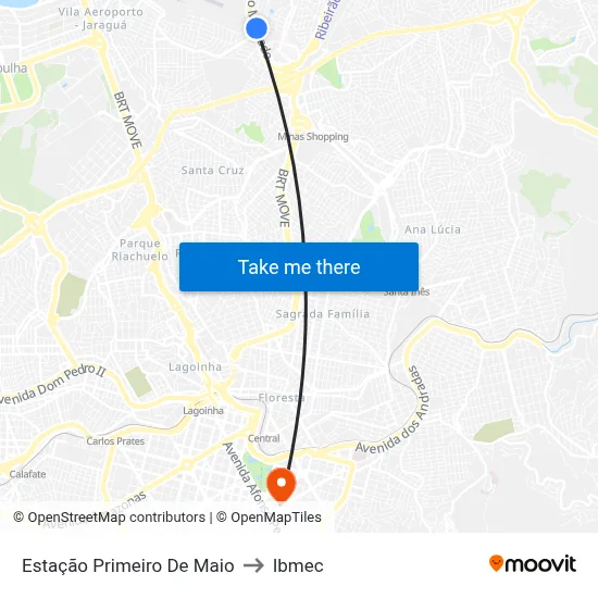 Estação Primeiro De Maio to Ibmec map