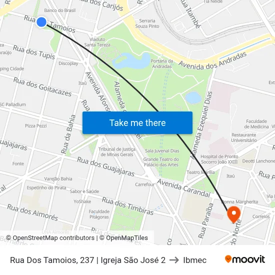 Rua Dos Tamoios, 237 | Igreja São José 2 to Ibmec map