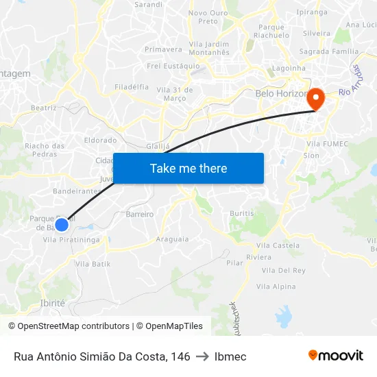 Rua Antônio Simião Da Costa, 146 to Ibmec map