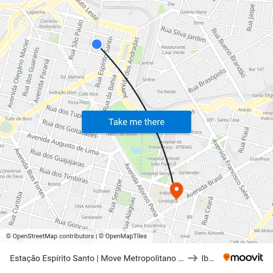 Estação Espírito Santo | Move Metropolitano - Plataforma 1b to Ibmec map