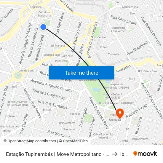 Estação Tupinambás | Move Metropolitano - Plataforma 1 A to Ibmec map