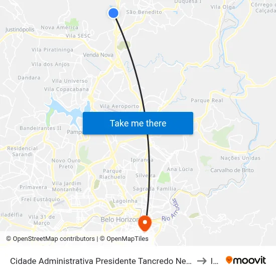 Cidade Administrativa Presidente Tancredo Neves | Palácio Tiradentes E Auditório J.K. - Pista Externa to Ibmec map