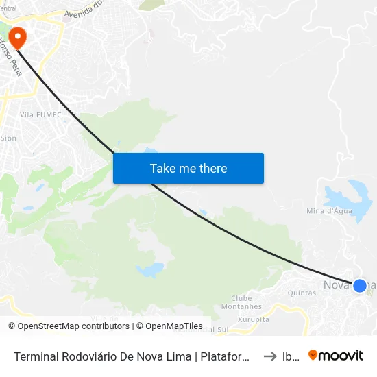 Terminal Rodoviário De Nova Lima | Plataforma A - Linhas Metropolitanas to Ibmec map