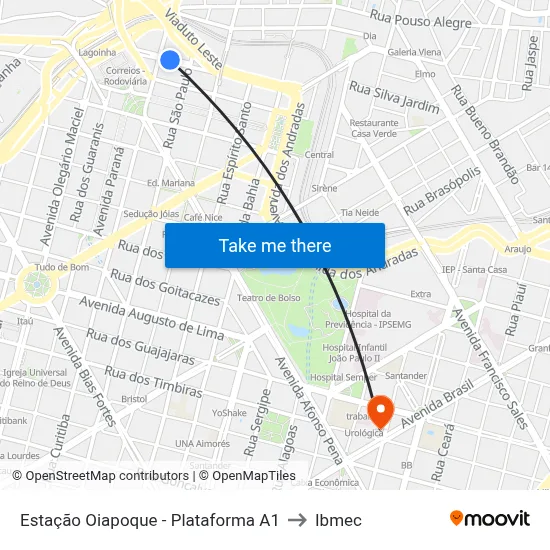 Estação Oiapoque - Plataforma A1 to Ibmec map