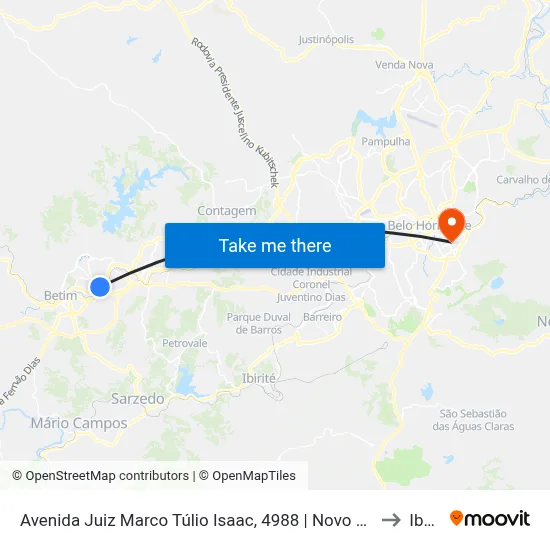 Avenida Juiz Marco Túlio Isaac, 4988 | Novo Hospital Unimed Betim to Ibmec map