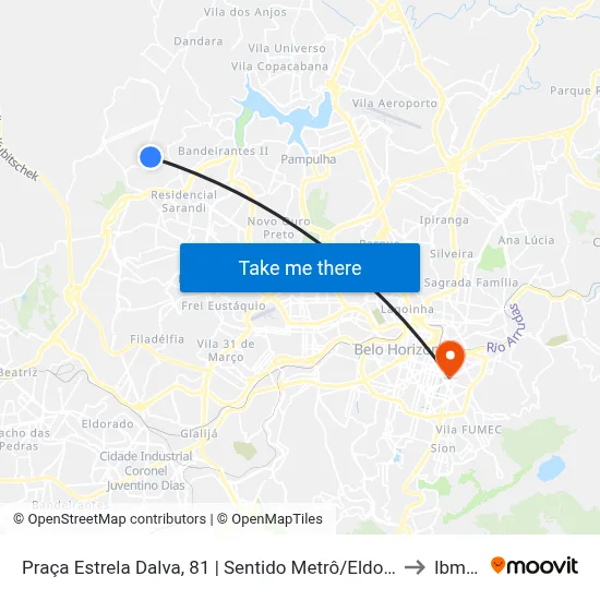 Praça Estrela Dalva, 81 | Sentido Metrô/Eldorado to Ibmec map