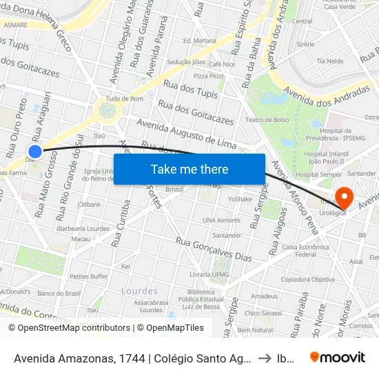 Avenida Amazonas, 1744 | Colégio Santo Agostinho 6 to Ibmec map