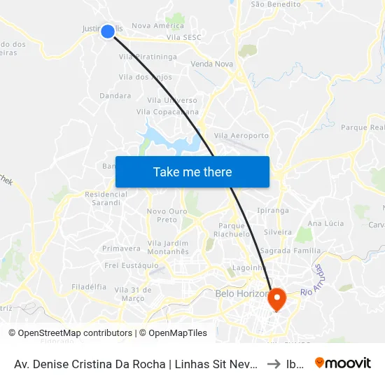 Av. Denise Cristina Da Rocha | Linhas Sit Neves - Sentido Lagoinha to Ibmec map