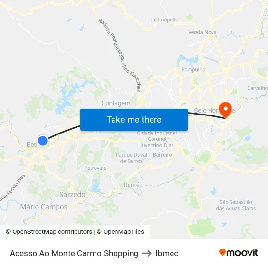Acesso Ao Monte Carmo Shopping to Ibmec map