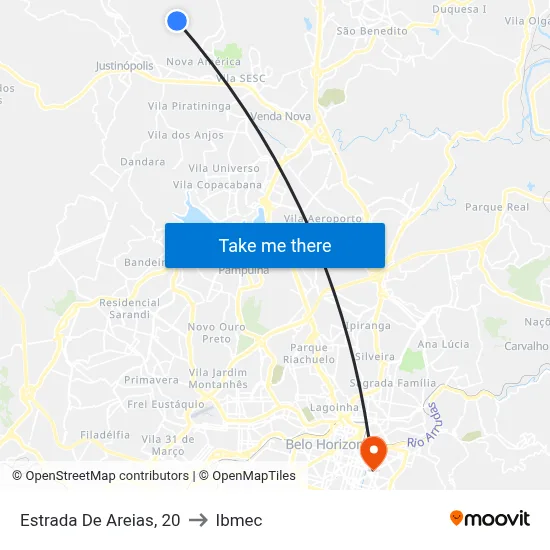Estrada De Areias, 20 to Ibmec map
