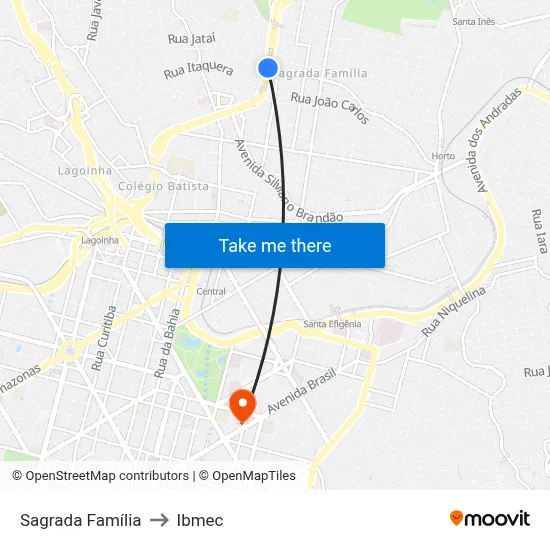 Sagrada Família to Ibmec map