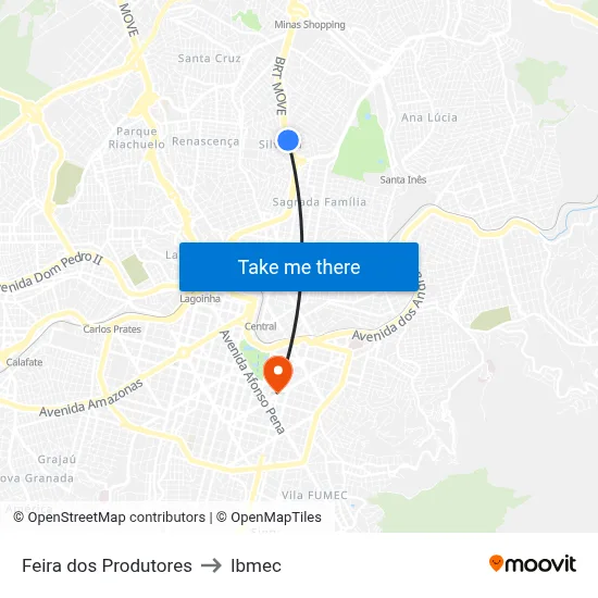 Feira dos Produtores to Ibmec map
