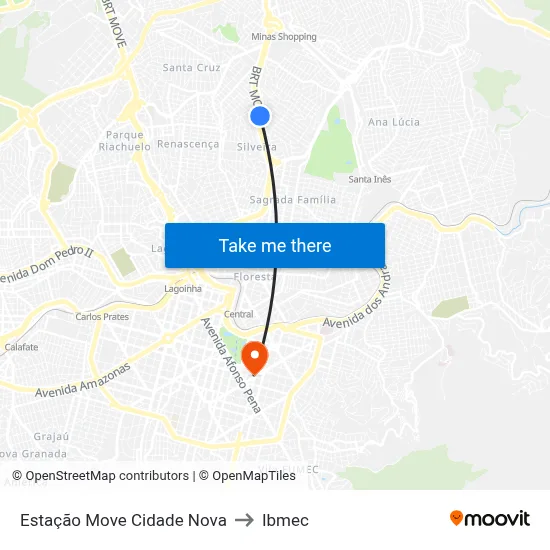 Estação Move Cidade Nova to Ibmec map