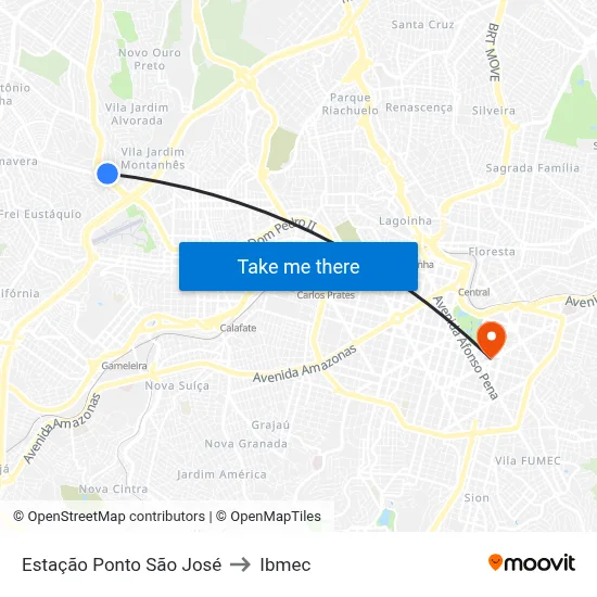 Estação Ponto São José to Ibmec map