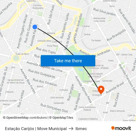 Estação Carijós | Move Municipal to Ibmec map