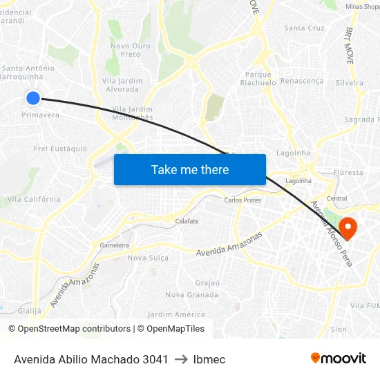 Avenida Abilio Machado 3041 to Ibmec map
