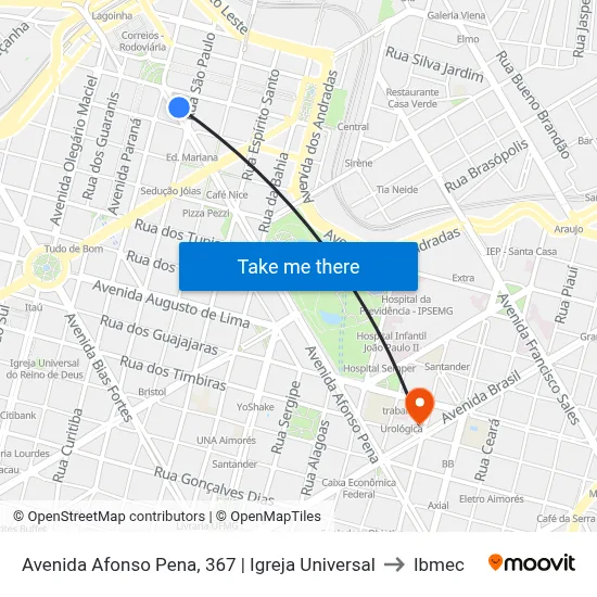 Avenida Afonso Pena, 367 | Igreja Universal to Ibmec map