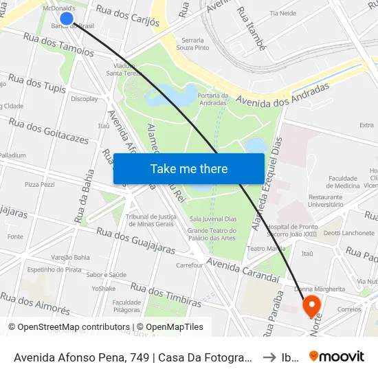 Avenida Afonso Pena, 749 | Casa Da Fotografia Antes Da Praça Sete to Ibmec map