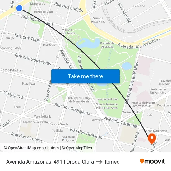 Avenida Amazonas, 491 | Droga Clara to Ibmec map