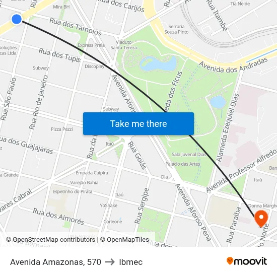 Avenida Amazonas, 570 to Ibmec map