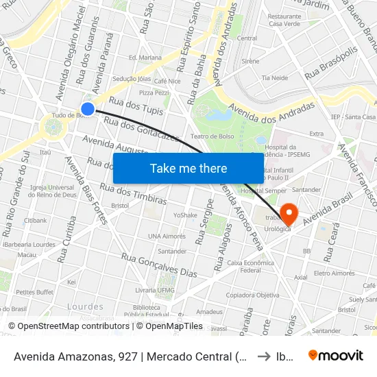 Avenida Amazonas, 927 | Mercado Central (Amazonas) to Ibmec map