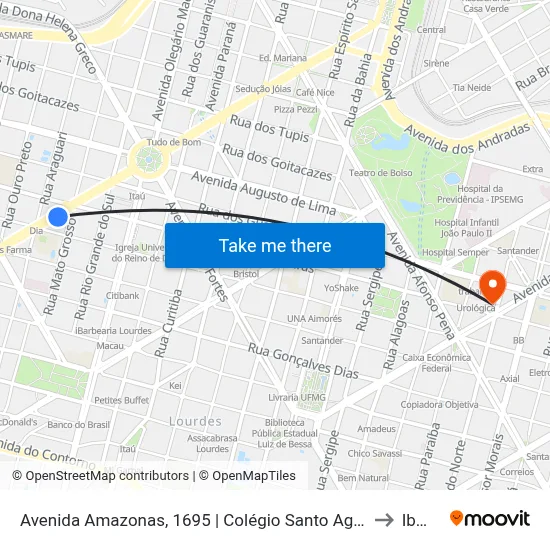 Avenida Amazonas, 1695 | Colégio Santo Agostinho 3 to Ibmec map