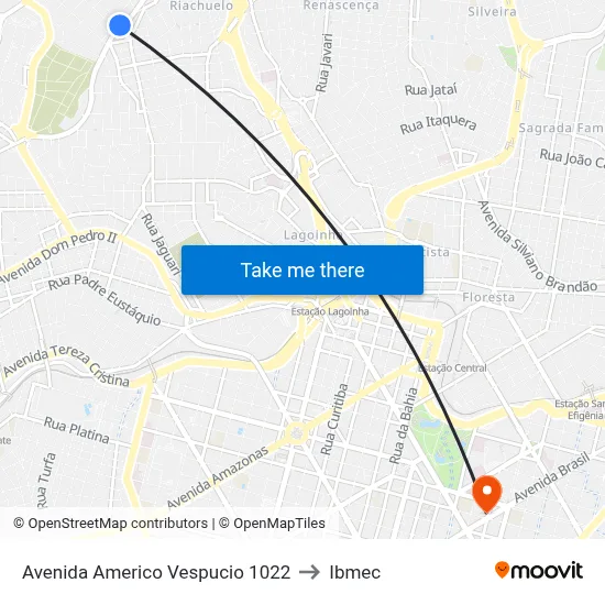Avenida Americo Vespucio 1022 to Ibmec map