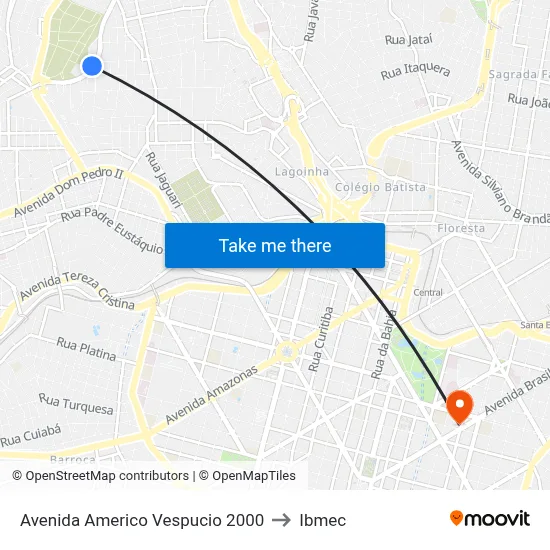 Avenida Americo Vespucio 2000 to Ibmec map