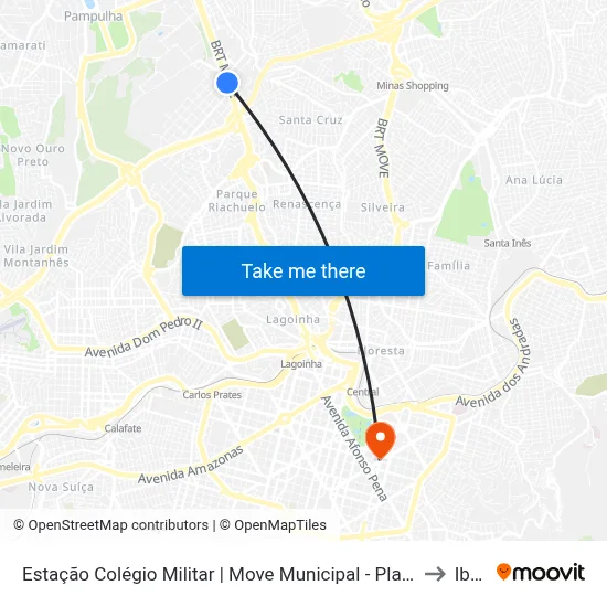 Estação Colégio Militar | Move Municipal - Plataforma B1 - Sentido Centro to Ibmec map