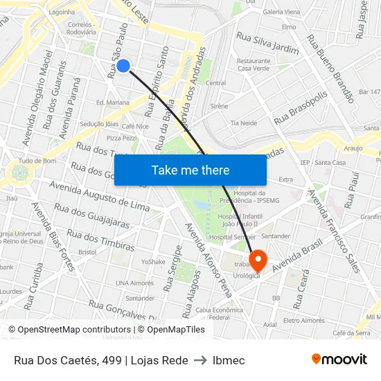 Rua Dos Caetés, 499 | Lojas Rede to Ibmec map