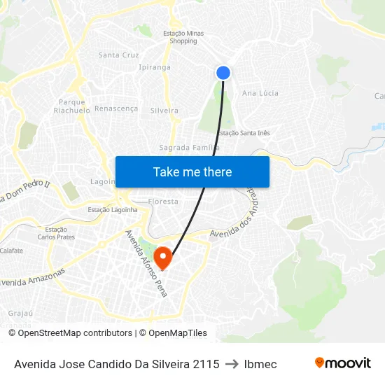 Avenida Jose Candido Da Silveira 2115 to Ibmec map