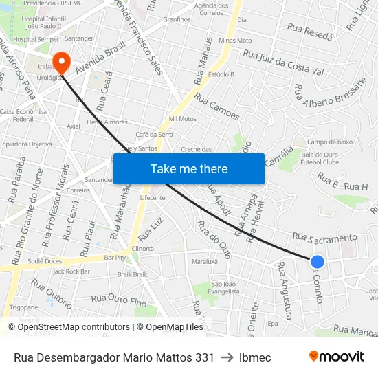 Rua Desembargador Mario Mattos 331 to Ibmec map