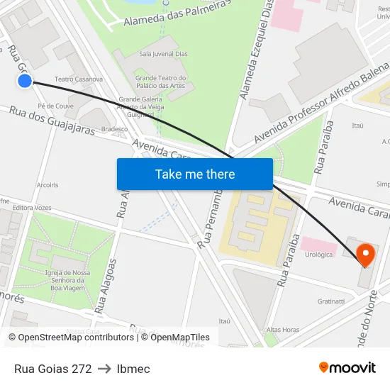 Rua Goias 272 to Ibmec map