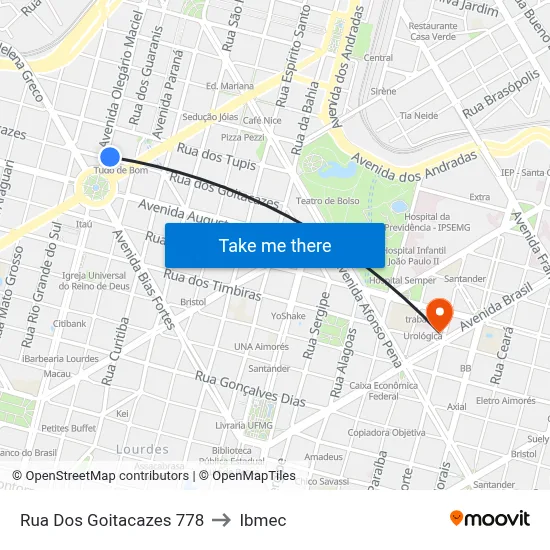 Rua Dos Goitacazes 778 to Ibmec map